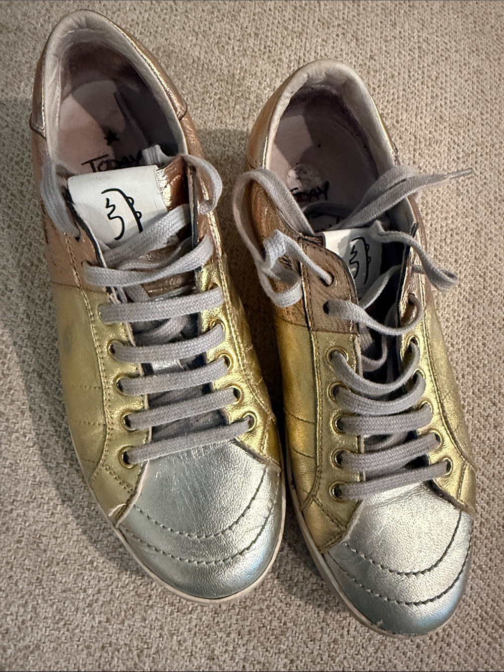 Women's Metallic Gold & Silver Low-Top Sneakers